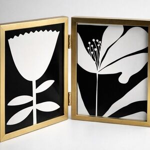 Threshold Gold and Black Picture Frame with Minimalist Floral Art